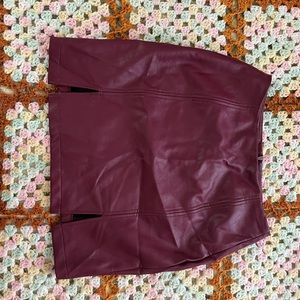 Burgundy/magenta faux leather skirt